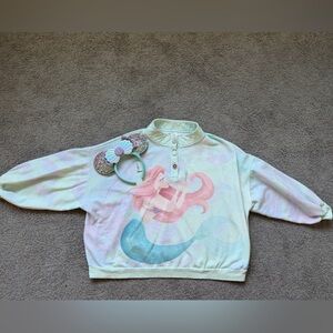 GUC Disney Parks Little Mermaid Long Sleeve Sweater 2XL Oversized & Minnie Ears